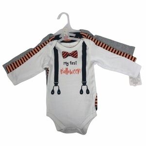 NWT LITTLE TREASURE Infant/Baby Halloween Bodysuits Sz 3-6 Months Pkg/3